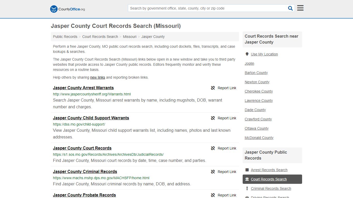 Jasper County Court Records Search (Missouri) - County Office