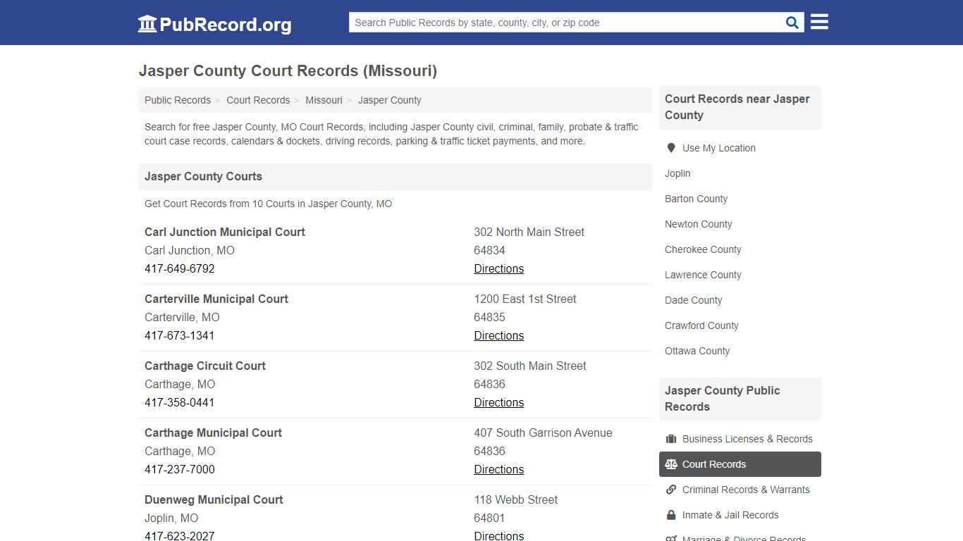 Free Jasper County Court Records (Missouri Court Records) - PubRecord.org